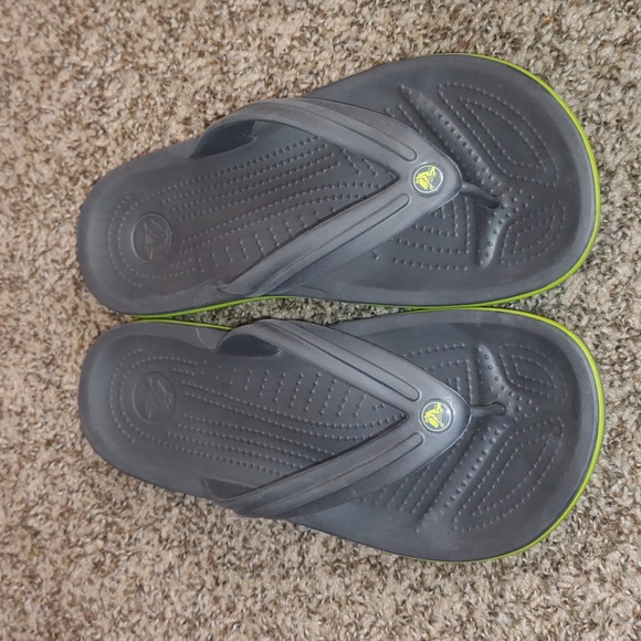 Crocs Crocband Flip Flop Comfort Sandals 11033 Gray Green Slip On Mens 10 Wmn 12 - Picture 2 of 11